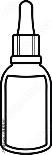 Anti Aging Serum Bottle Outline Vector.
