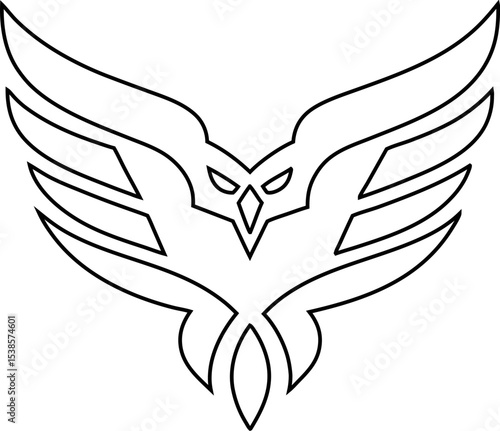 Eagle outline logo vector with bold lines and fierce expression.