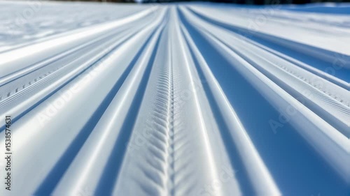 Perfectly groomed cross country ski tracks in pristine snow