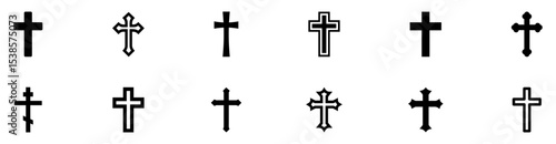 Christian cross icon set. Christian cross icon collection. Vector illustration. EPS 10