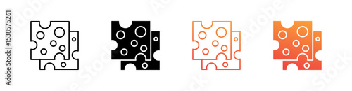 Cheese Multiple Style Icon Set Vector 