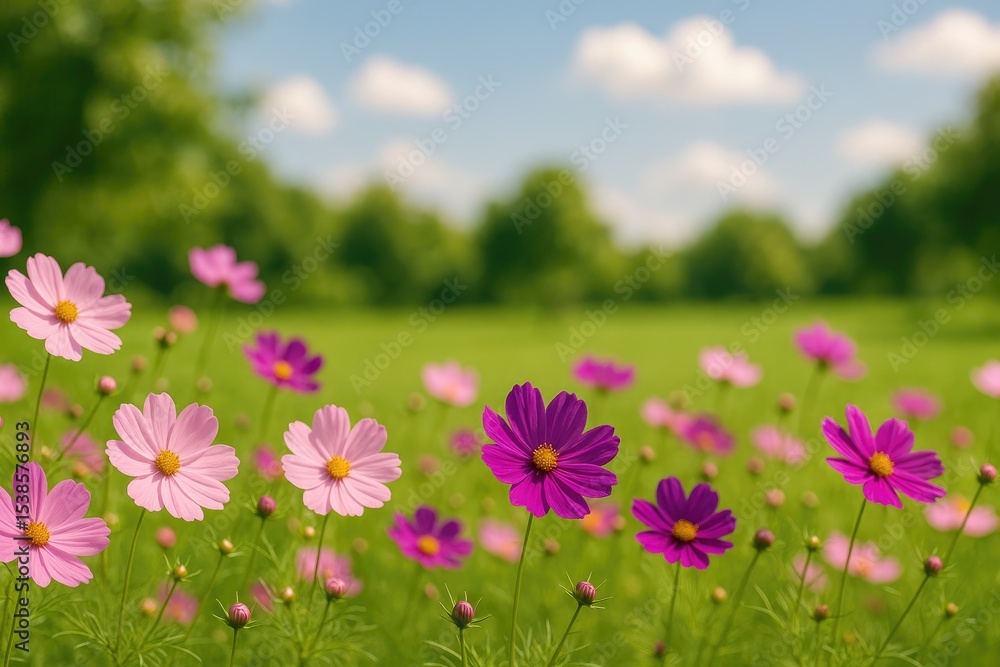Stunning pink and purple cosmos blooming beautifully in the garden Stunning pink and purple cosmos blooming beautifully in the garden