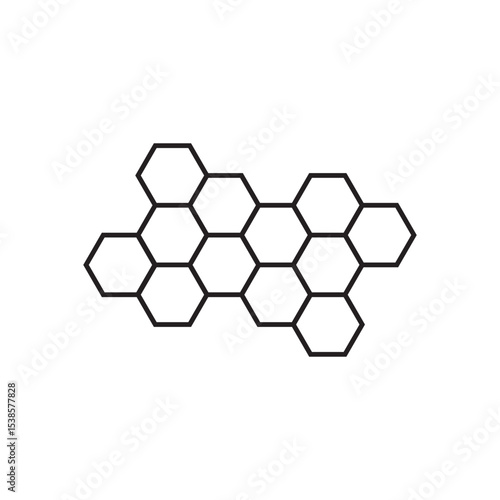 Honeycomb icon black silhouette vector illustration, Bee hive hexagon solid bond template