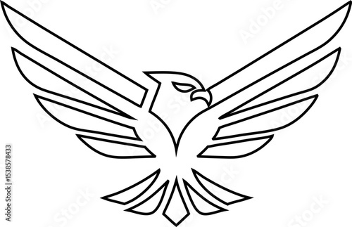 Outline Eagle logo vector, symbol of power, leadership, and pride.