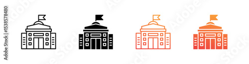 Embassy Multiple Style Icon Set Vector 