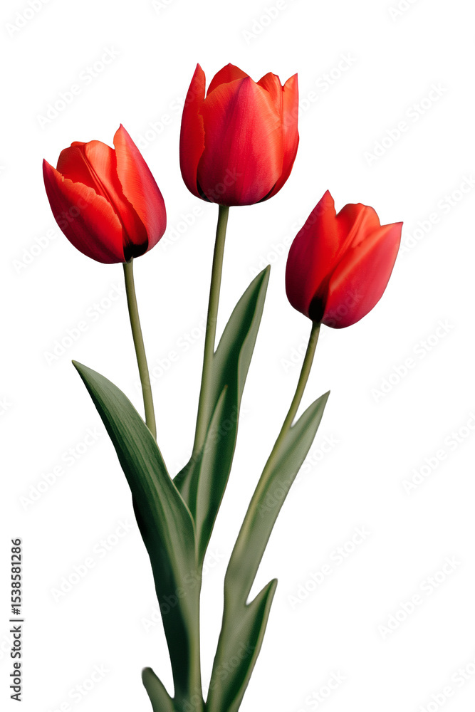 Vibrant Red Tulips A Trio of Spring Blooms, Exquisite Floral Illustration Vibrant Red Tulips A Trio of Spring Blooms, Exquisite Floral Illustration