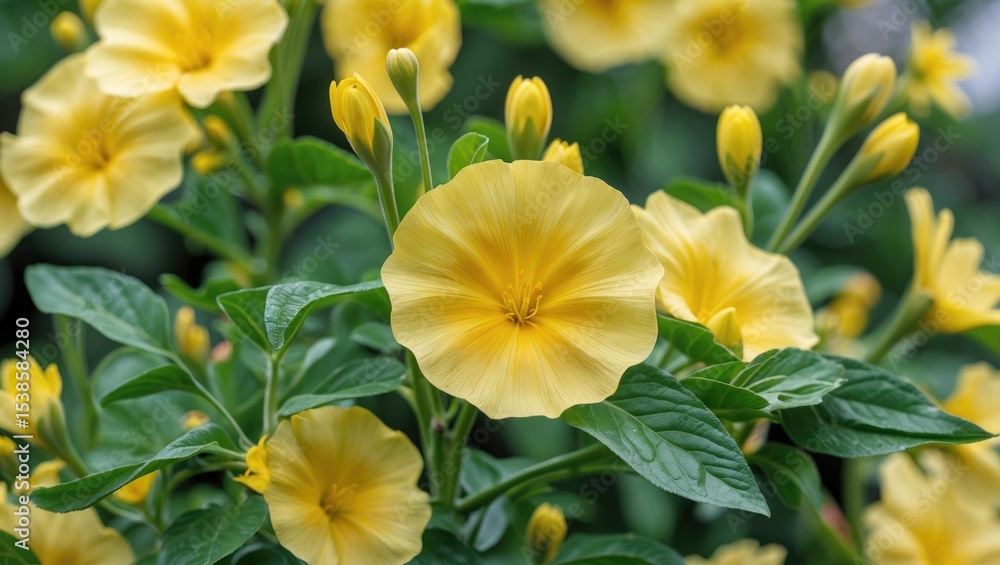 Obraz premium Bright yellow Ludwigia octovalvis in full bloom