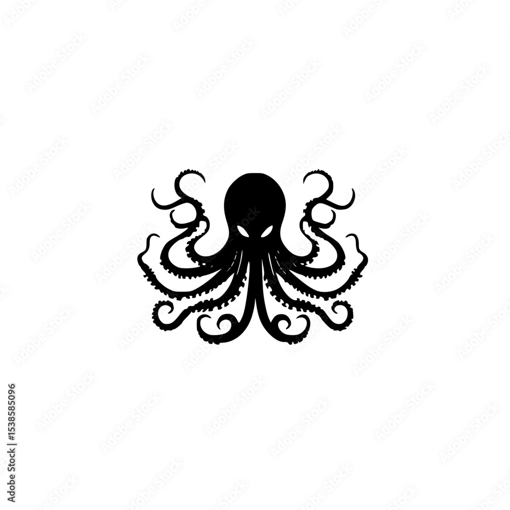Fototapeta premium icon of kraken octopus creature for mythological and aquatic art