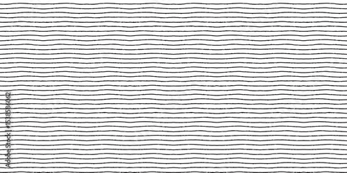 Horizontal lined seamless pattern with hand drawn pencil textured thin stripes. Simple background with sketchy scribble stripes in black and white colors. Bright abstract vector seamless wallpaper.