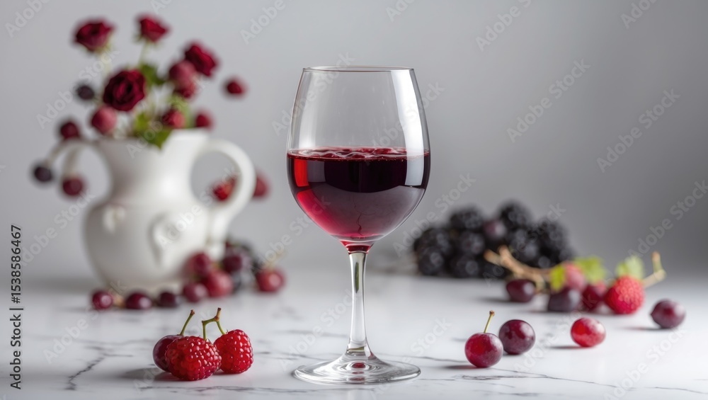 Elegant crystal glass showcasing vibrant red wine on a white background Elegant crystal glass showcasing vibrant red wine on a white background