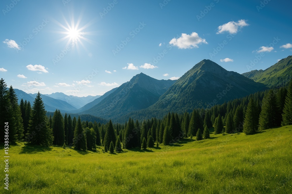 Obraz premium Scenic mountain landscape under a clear blue sky