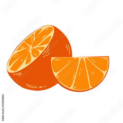 slices of orange on white