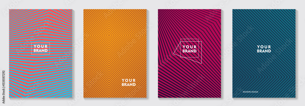 custom made wallpaper toronto digitalMinimal set of abstract line pattern covers design with optical illusions and geometric shapes. Trendy background for cover, poster, flyer, cards, catalog, brochure, social media, presentations, ads.