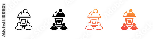 Press Conference Multiple Style Icon Set Vector 
