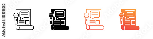 Reporter Multiple Style Icon Set Vector 