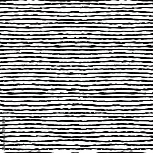 Lined seamless pattern with hand drawn ink textured stripes. Simple backgroun...