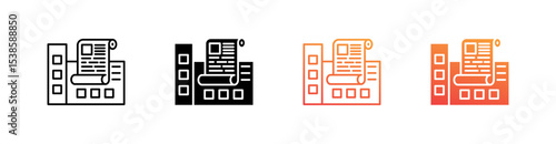 News Agency Multiple Style Icon Set Vector 