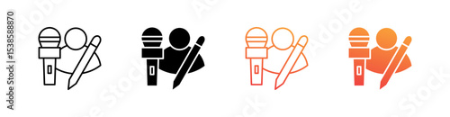 Journalism Multiple Style Icon Set Vector 