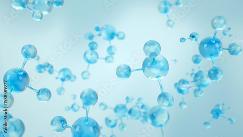 Fototapeta Naklejka Na Ścianę i Meble -  Skincare or perfume technology essence element. Ammonia or NH3 molecule, Nitrogen trichloride or NCl3 molecule, nitrogen trifluoride or NF3 molecule