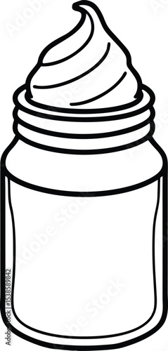 whipped body cream jar outline vector.