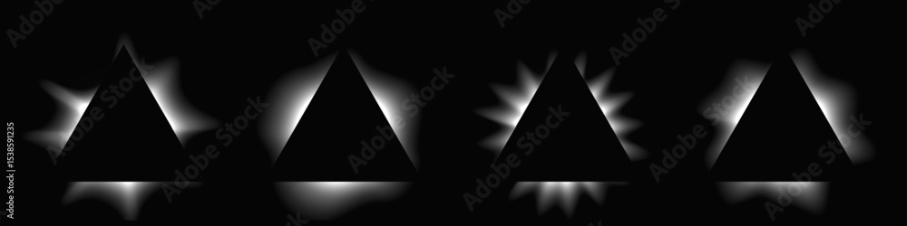 Fototapeta premium Set of triangle illuminate light frames