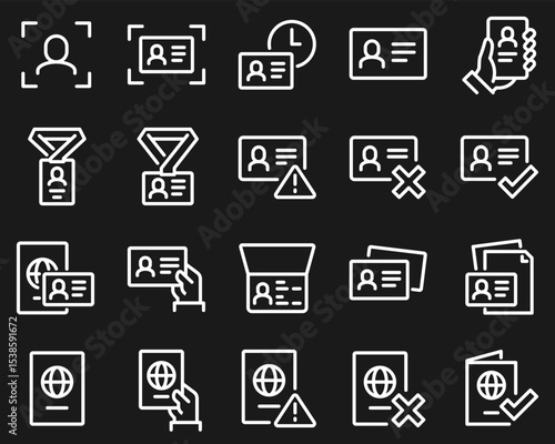 Wallpaper Mural Simple Set of ID and Verification Related Vector Line Icons. Contains such Icons as Passport, Driving License, Legal documents and more. Torontodigital.ca