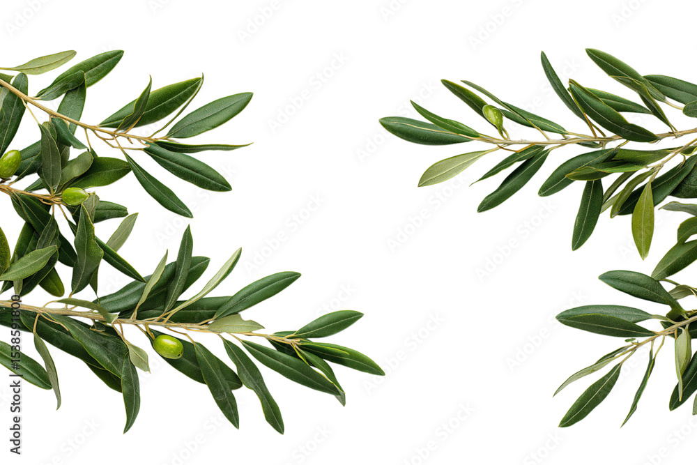 Obraz premium Elegant olive branches frame isolated on white background
