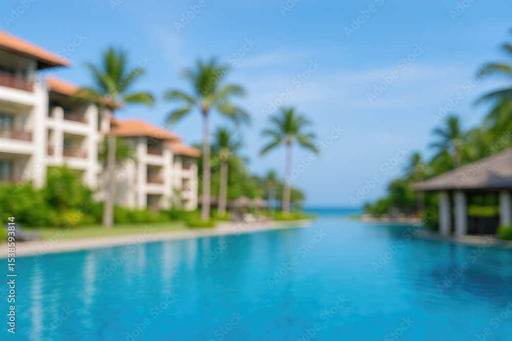 Abstract blurred exterior shot of a hotel and resort for background use Abstract blurred exterior shot of a hotel and resort for background use