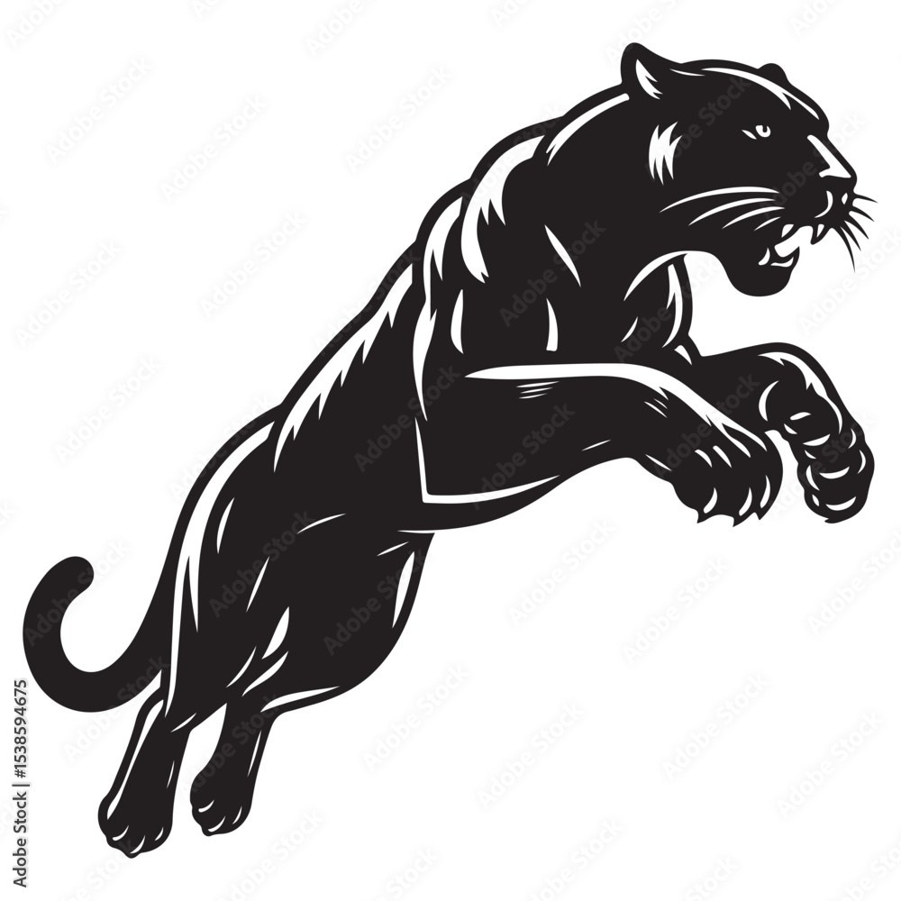 Fototapeta premium Panther jumping image vector