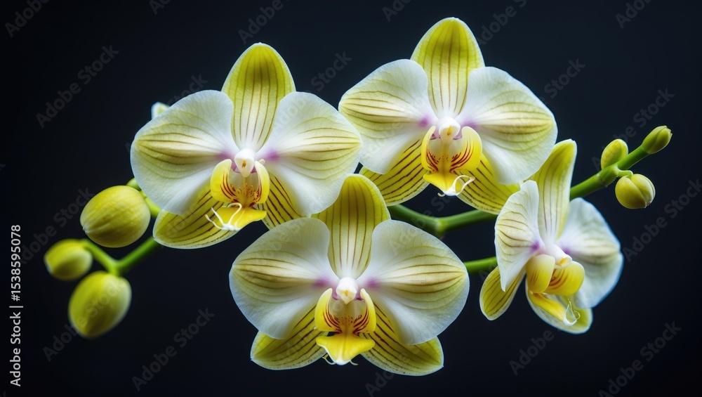 Obraz premium Vivid yellow orchid against a dark backdrop