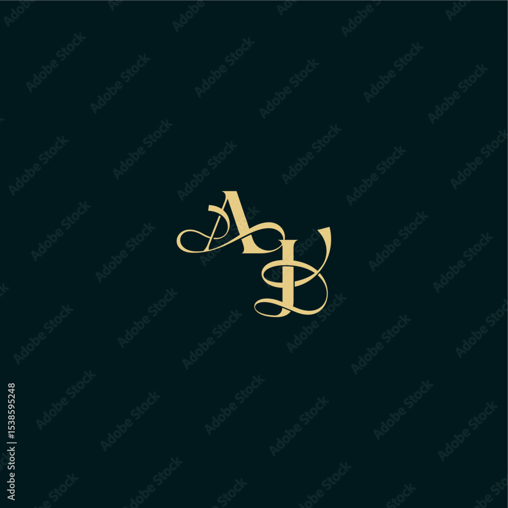bold concept design elegant and curvy style monogram AJ wedding logo initial letter bold concept design elegant and curvy style monogram AJ wedding logo initial letter