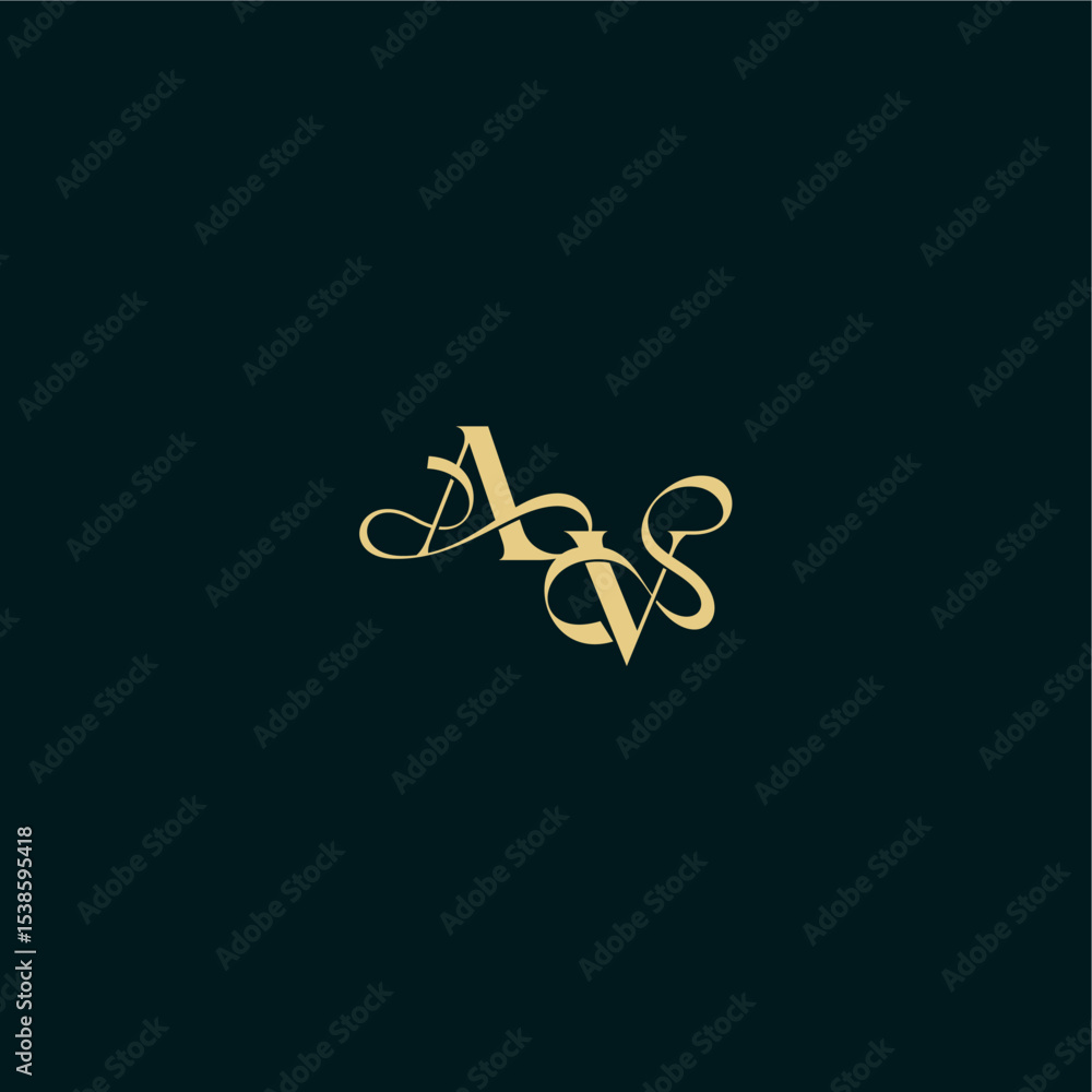 bold concept design elegant and curvy style monogram AV wedding logo initial letter bold concept design elegant and curvy style monogram AV wedding logo initial letter