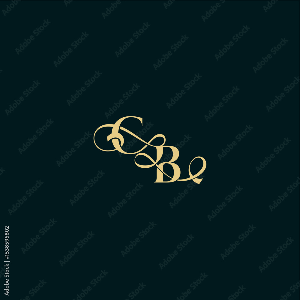 bold concept design elegant and curvy style monogram CB wedding logo initial letter bold concept design elegant and curvy style monogram CB wedding logo initial letter