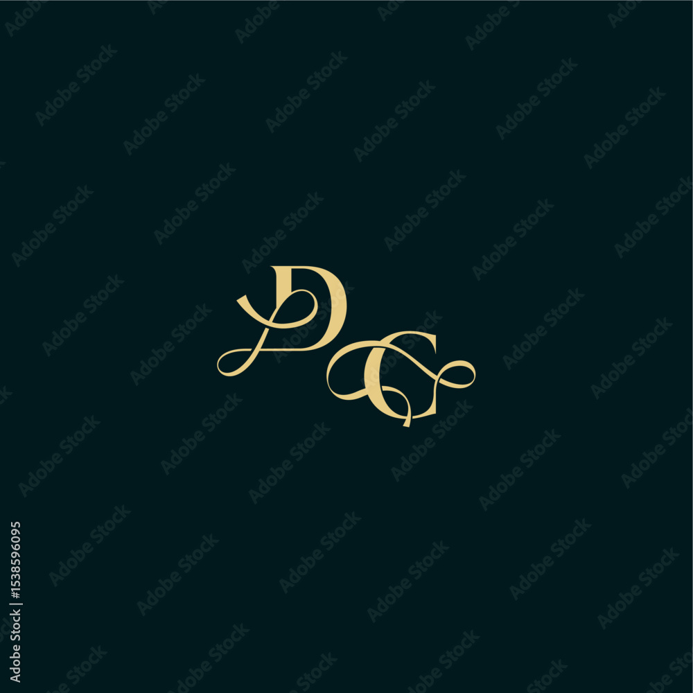 bold concept design elegant and curvy style monogram DC wedding logo initial letter bold concept design elegant and curvy style monogram DC wedding logo initial letter