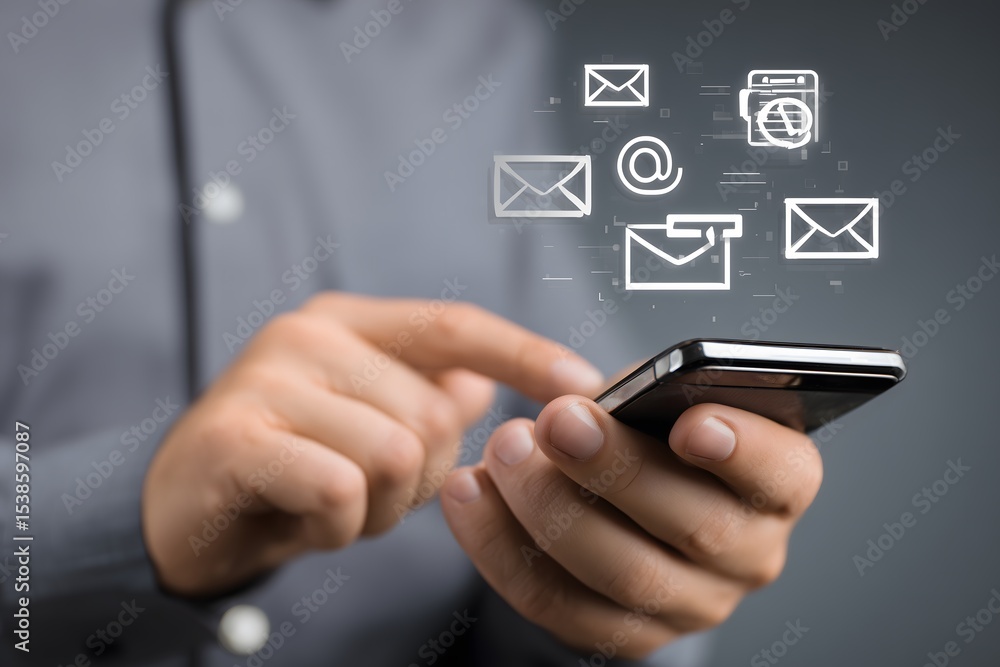 Businessman using smartphone for email and communication Businessman using smartphone for email and communication