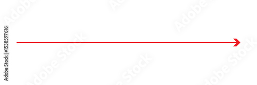Thin red arrow icon in flat design, minimalist style for direction