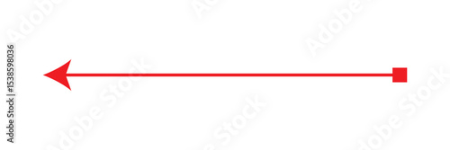 Thin red arrow icon in flat design, minimalist style for direction