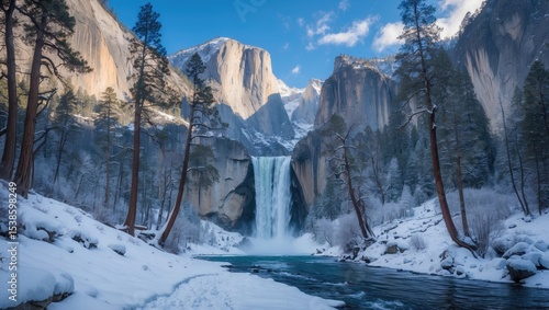 Scenic Perspective of Bridalveil Fall from the Trail Path