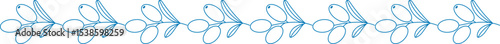 Mediterranean blue olive branch line border pattern in line art style