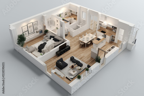 Minimalist House Floor Plan with Cozy Living Room and Modern Kitchen Design