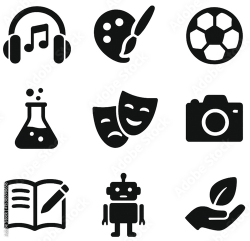 Flat Icon – School Club Activities (Black to School)
