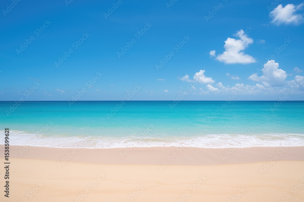 Stunning seaside paradise featuring pristine white sands and a clear blue sky Stunning seaside paradise featuring pristine white sands and a clear blue sky
