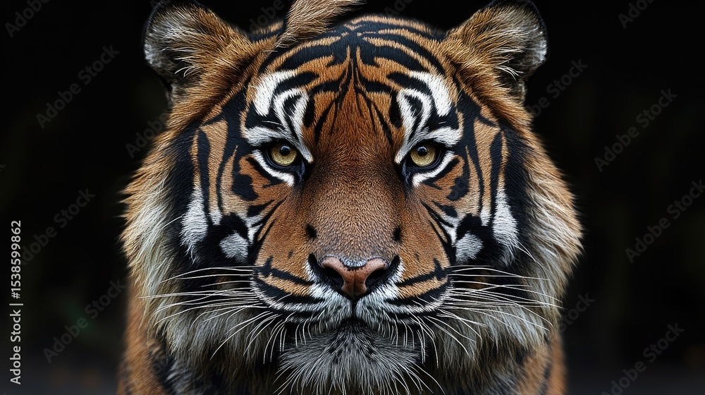 Fototapeta premium Close-up Tiger Portrait Against Dark Background