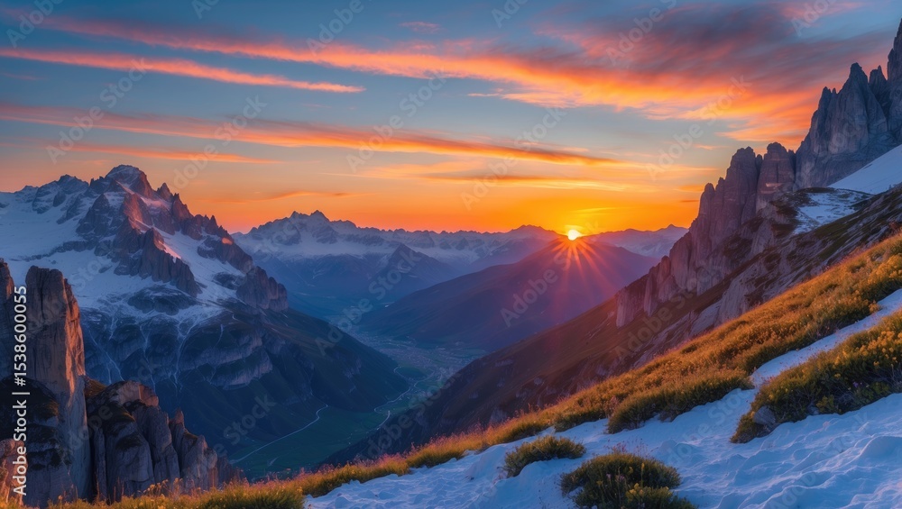 Obraz premium Stunning evening view along the trail near iconic mountain formations in the northern region