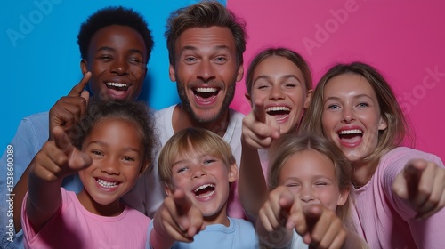 Diverse Group of Happy People Pointing at the Camera A Celebration of Unity and Joy