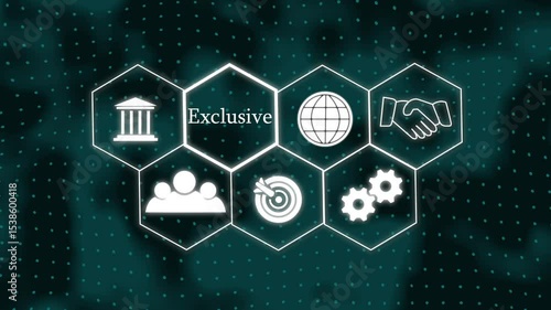 A Exclusive concept button on a futuristic ,beautiful abstract wave technology background, white flickering dots on technology background.