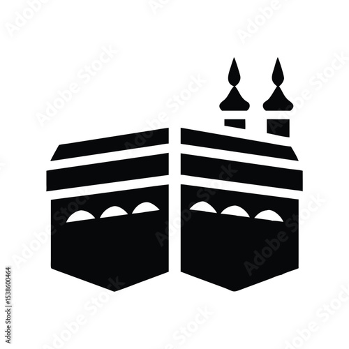 Kaaba mecca icon design minimalist black and white pilgrimage holy place