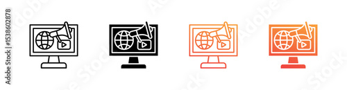 Breaking News Multiple Style Icon Set Vector 