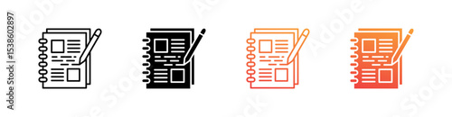 Notes Multiple Style Icon Set Vector 