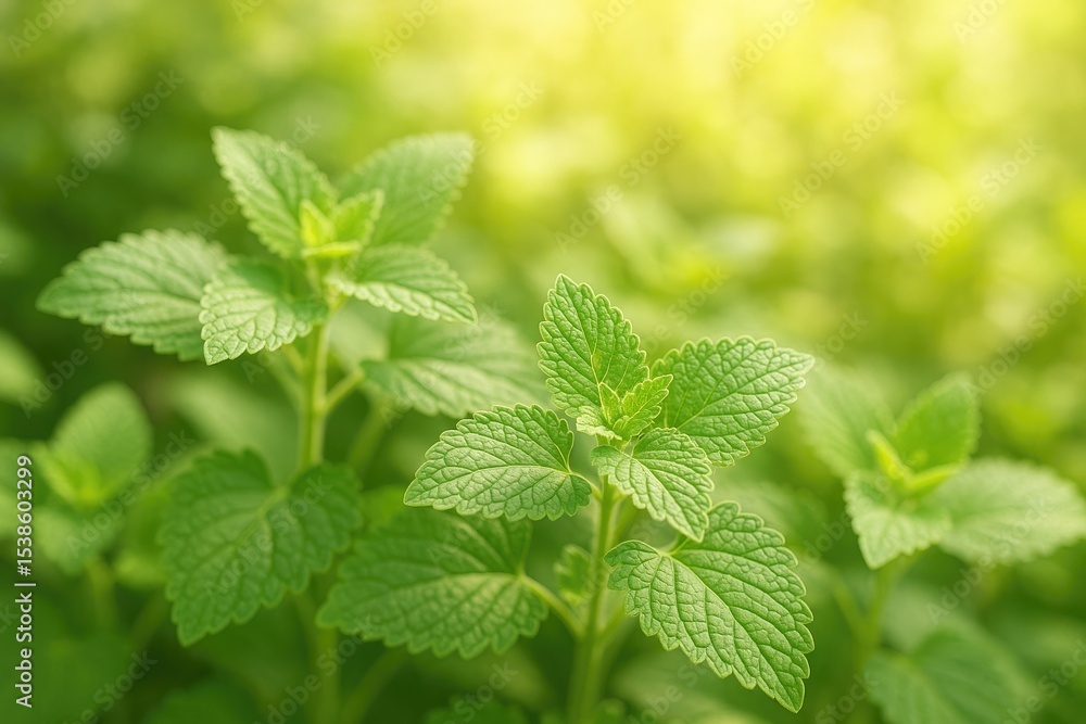 Lush green foliage of a catnip plant thriving in a tropical garden under summer sunlight Lush green foliage of a catnip plant thriving in a tropical garden under summer sunlight